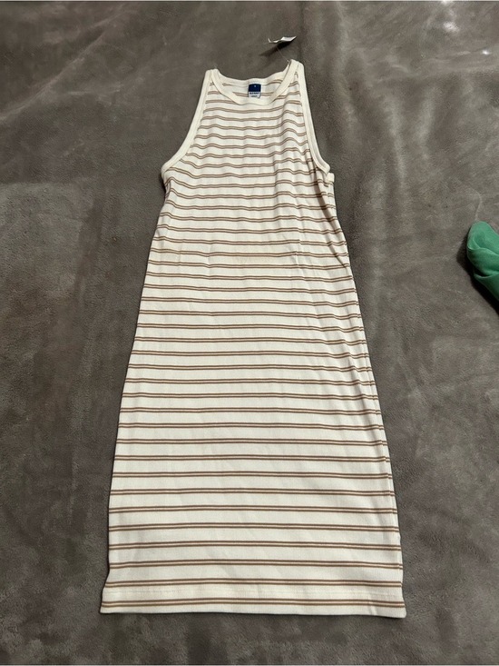 Old Navy Dresses & Skirts - Old Navy Cream Midi Tank Dress with Brown Stripes